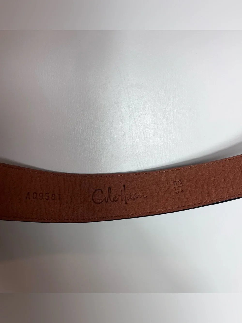 Cole Haan Men’s Leather Belt Black Silver Square Buckle 34 India